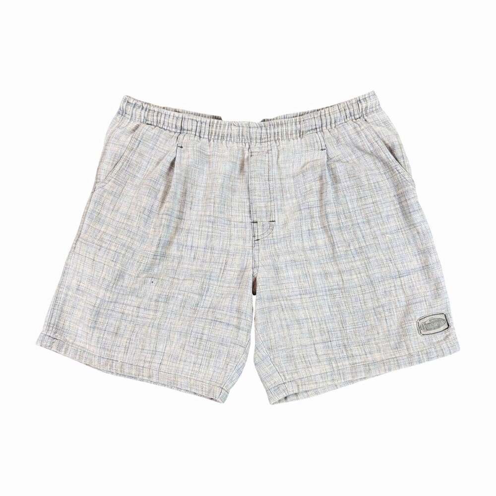Vintage 1980s Quiksilver Men's Gray Plaid Cotton Woven Shorts Drawstring Waist
